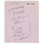 Kent C.C.C. c.1932. Album page laid down to another page, nicely signed in pencil (two in ink) by