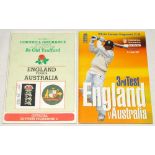The Ashes. England v Australia 1985 and 1997. Two signed official programmes. One for the fourth