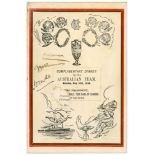Australia tour to England 1934. Official folding menu for the ‘Complimentary Dinner to the