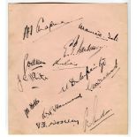 England v Australia, 1930. Album page very nicely signed in black ink by the eleven England