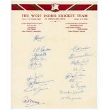West Indies tour to Australia and New Zealand 1951/52. Very rare official autograph sheet nicely and