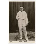 Norman E. Brookes. Rare original mono real photograph postcard of Brookes, standing full length,