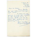 Raymond Illingworth. Yorkshire, Leicestershire & England 1951-1983. Single page handwritten letter