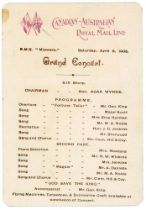 Australian tour to England 1905. Early original concert programme card for a ‘Grand Concert’ held on
