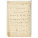 Lord Harris, George Robert Canning, Kent & England 1870-1911. Short one page handwritten letter from