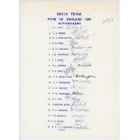 India tour to England 1959. Official autograph sheet with printed title and players’ names, fully