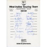 West Indies tour to Australia 1984/85. Rare official autograph sheet with printed title and players’