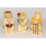 The Bowler, the Batsman and the Wicketkeeper’. Set of three H.J. Wood ceramic toby jugs of