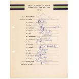 India tour to Australia & New Zealand 1967/68. Rarer official autograph sheet with printed title and