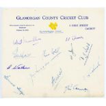 Glamorgan C.C.C. 1955-1963. Three official autograph sheets on Club letterhead, all signed in ink,