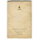 ‘Kent County Cricket Champions 1906’. Rare official menu for the ‘Dinner to the Kent XI’ celebrating
