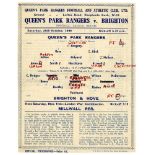 Queen’s Park Rangers. Season 1944/45. Official war-time single sheet home programmes for the