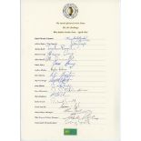 South Africa tour to West Indies 1991/92. Official autograph sheet with printed title and players’