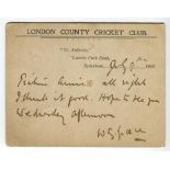 William Gilbert Grace. Gloucestershire, London County & England 1865-1908. Handwritten ‘London