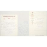 Northamptonshire cricketers’ letters 1961-1977. Three handwritten letters from Northamptonshire