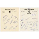 Somerset C.C.C. 1961-1973. Three official autograph sheets for seasons 1961 (11 signatures), 1965 (