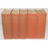 Wisden Cricketers’ Almanack 1947, 1949, 1951, 1954 and 1955. Original hardback editions. All