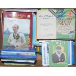 Cricket books, brochures 1940s onwards. Box comprising a large mixed selection of mainly modern,