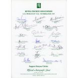 Kenya and Scotland. World Cup, England 1999. Official autograph sheet with printed title and