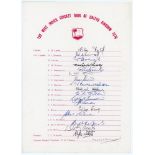 West Indies tour to England 1976. Official autograph sheet with printed title and players’ names.
