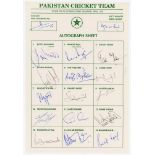 Pakistan tour to Australia & New Zealand 1992/93. Official autograph sheet with printed title and