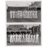 Yorkshire v M.C.C. Scarborough c.1951. Two original mono real photograph postcards, one of the