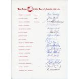 West Indies tour to Australia 1981/82. Rare official autograph sheet with printed title and player’s