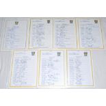 Durham C.C.C. 1992-2004. Fourteen official Durham C.C.C. autograph sheets comprising a complete