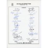 New Zealand tour to Pakistan 1984. Official autograph sheet with printed title and players’ names,