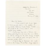 Gerald Harvey Humphries. Worcestershire 1932-1934 (two matches). Two page handwritten letter on