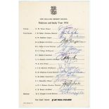 South Africa tour to England 1965. Official autograph sheet with printed title and players’ names,