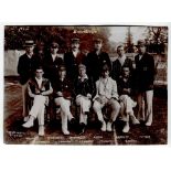 Middlesex 1910. Sepia photograph of the Middlesex team, standing and seated in rows, all wearing