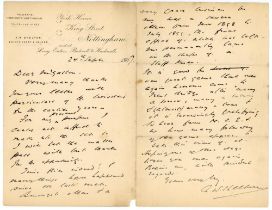 A.W. Shelton to Alfred J. Gaston, cricket follower, writer and collector. Two page handwritten