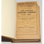 Wisden Cricketers’ Almanack 1901. 38th edition. Original paper wrappers, bound in brown boards, with