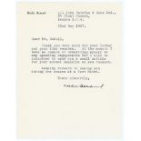 Richard ‘Richie’ Benaud. New South Wales & Australia 1948-1964. Short single page typed letter