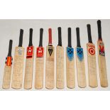 Signed miniature bats c.1990s. A selection of ten miniature multi-signed bats of various sizes.