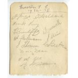 Everton 1934-1935. Album page signed in pencil by twelve members of the playing staff. Signatures