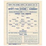 Queen’s Park Rangers. Season 1944/45. Official war-time single sheet home programmes for the