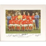 ‘England 1966 World Cup Winners’. Large colour copy photograph of the victorious England team seated