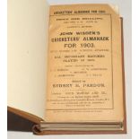 Wisden Cricketers’ Almanack 1903. 40th edition. Original paper wrappers, bound in brown boards, with