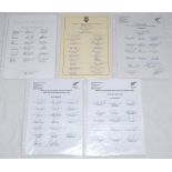 New Zealand 1995/96-2001. A selection of official and unofficial autograph sheets. Official