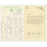 Kenneth Frank ‘Ken’ Barrington. Surrey & England 1953-1968. Two undated letters from Barrington.