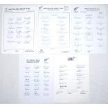 New Zealand tours to England 1986-1999. Four official autograph sheets, each fully signed by the