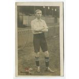 Frank William Bentley. Tottenham Hotspur 1909-1911. Early mono real photograph postcard of