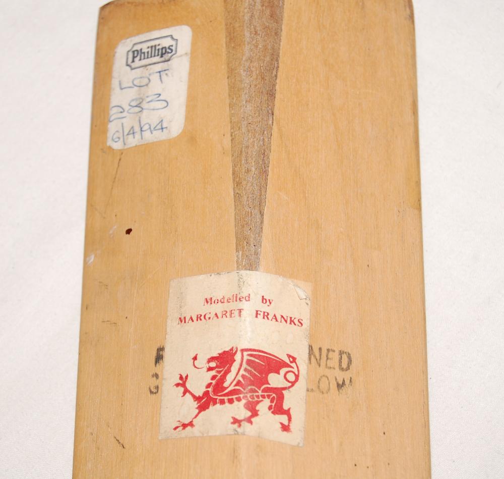 Warwickshire County Champions 1972. Large miniature bat with hand printed title and pewter shield - Image 4 of 4