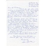 Australian Test cricketers signed letters. Three handwritten letters from Australian Test