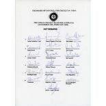 India tour to Australia 1999/2000. Official autograph sheet with printed title and players’ names,