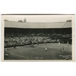 ‘Wimbledon Centre Court’ 1936. Original mono action real photograph postcard with a ladies doubles