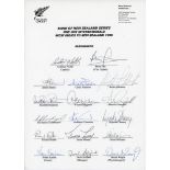 West Indies tour to New Zealand 1995. Official autograph sheet for the Bank of New Zealand one day