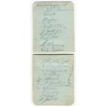 Wolverhampton Wanderers 1935-1936. Double album page signed in pencil by seventeen members of the